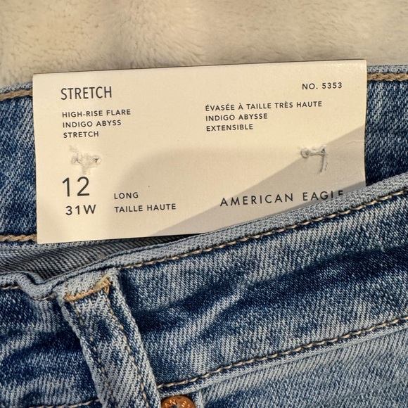 NEW- American Eagle Outfitters Blue Flare Jeans - Picture 4 of 7